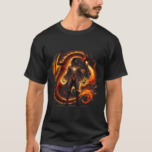 Fantasy Dragon African American Black Man Superher T-Shirt