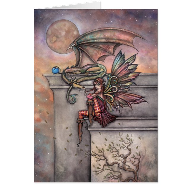 Fantasy Dragon and Fairy Art Card Molly Harrison (Front)