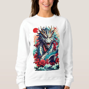 Fantasy Dragon And Red Roses Sweatshirt