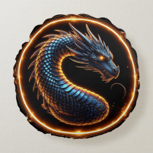 ✨ Fantasy Dragon Crest Ring Frame Emblem ✨ Round Cushion