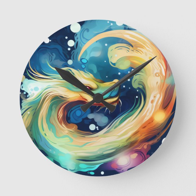 Fantasy Dragon Dream Animal 12 Round Clock (Front)