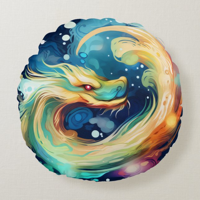 Fantasy Dragon Dream Animal 12 Round Cushion (Front)