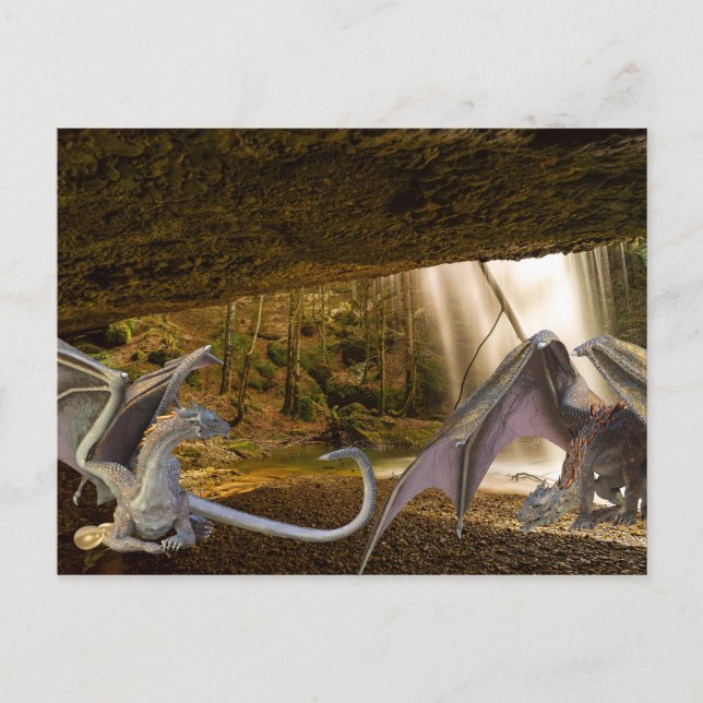 Fantasy Dragon Family Cave Postcard (Front)