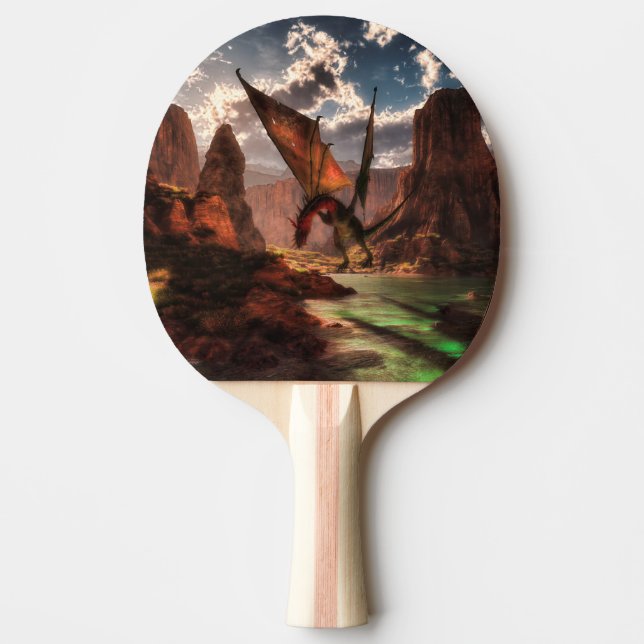 Fantasy dragon in the mountains ping pong paddle (Front)