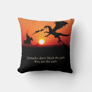 Fantasy Dragon Knight Inspirational Motivational Cushion
