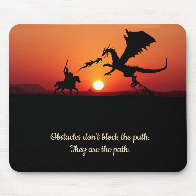 Fantasy Dragon  Knight Inspirational Motivational  Mouse Mat (Front)