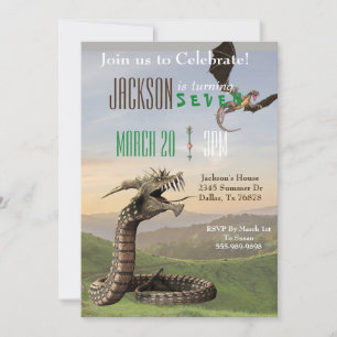 Fantasy Dragon Magic Snake Serpent Birthday Party Invitation