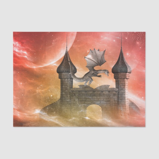Fantasy, dragon on the castle tissue paper (Front)