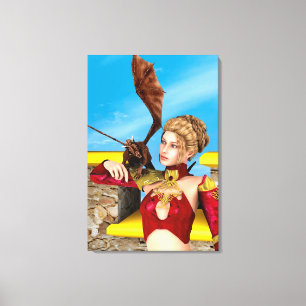 Fantasy Dragon Princess Digital Art Canvas Print