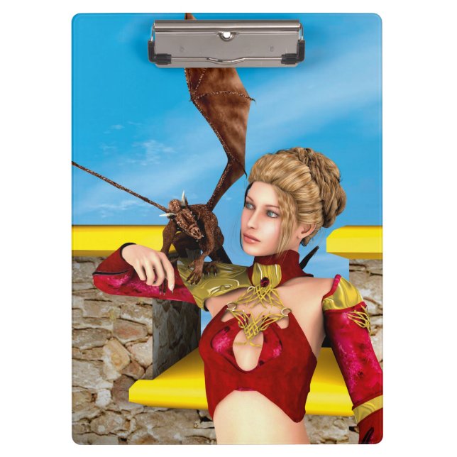 Fantasy Dragon Princess Digital Art Clipboard (Front)