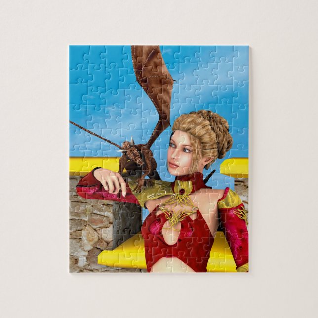 Fantasy Dragon Princess Digital Art Jigsaw Puzzle (Vertical)