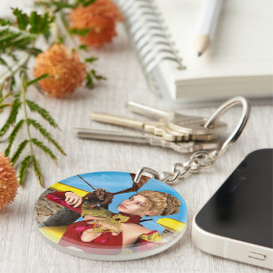 Fantasy Dragon Princess Digital Art Key Ring
