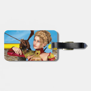 Fantasy Dragon Princess Digital Art Luggage Tag