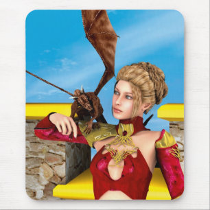 Fantasy Dragon Princess Digital Art Mouse Mat