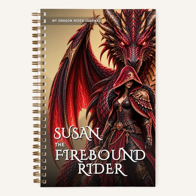 Fantasy Dragon Rider Mythical Adventure Notebook (Front)