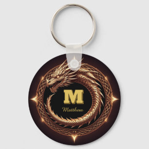 🐉 Fantasy Dragon Ring Frame Custom Initial Badge Key Ring