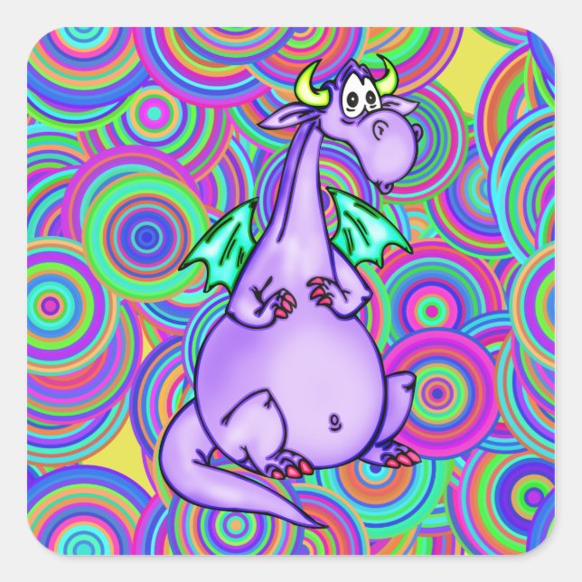 Fantasy Dragon Square Sticker (Front)