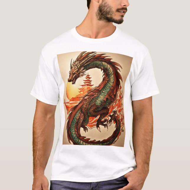 Fantasy Dragon T-Shirt – Unique Watercolor Art Tee (Front)