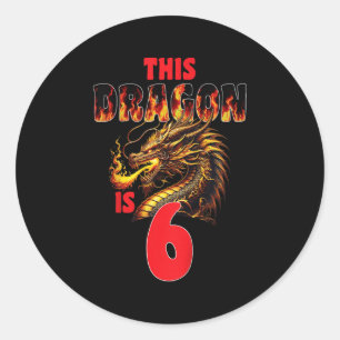 Fantasy Dragon Theme For Kids Turning 6 Birthday  Classic Round Sticker
