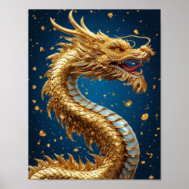 Fantasy Dragon Wall Decor Gold Dragon (Front)
