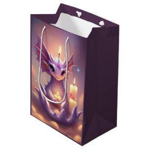 Fantasy Dragon with Birthday Candles Medium Gift Bag