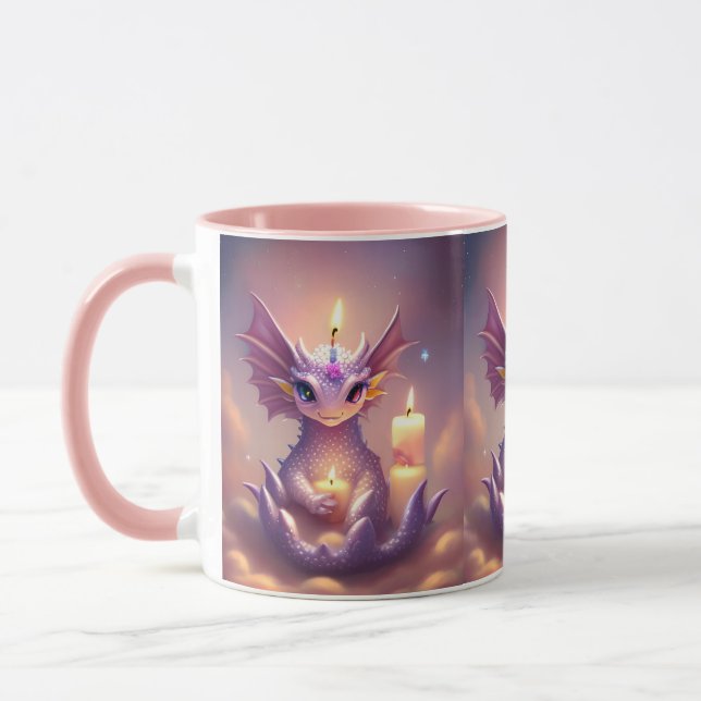 Fantasy Dragon with Birthday Candles Mug (Left)