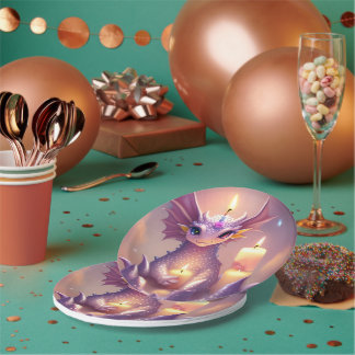 Fantasy Dragon with Birthday Candles Paper Plate