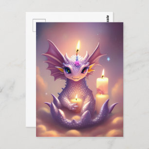 Fantasy Dragon with Birthday Candles Postcard