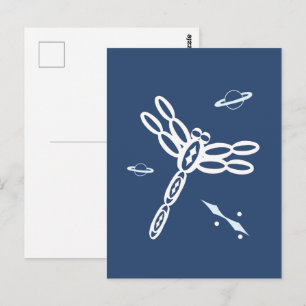 Fantasy Dragonfly and OuterSpace Rift, blue, white Postcard