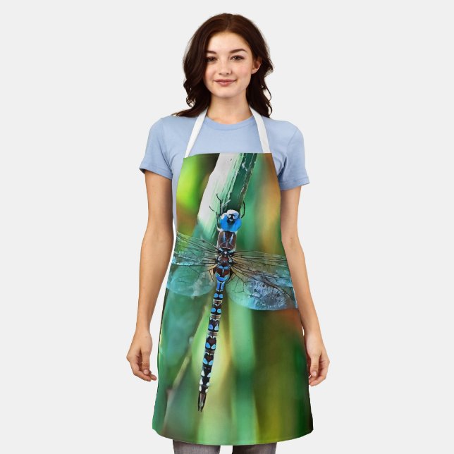 Fantasy Dragonfly In Turquoise and Black Apron (Worn)