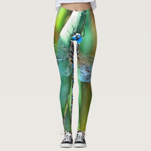 Fantasy Dragonfly In Turquoise and Black Leggings