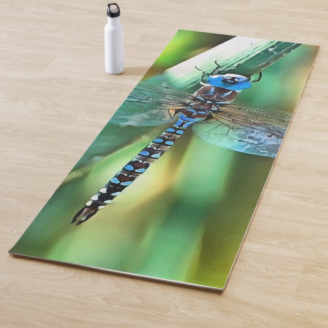 Fantasy Dragonfly In Turquoise and Black Yoga Mat (In Situ)