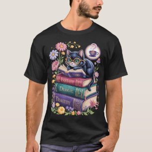 Fantasy Drama Tragedy Cute Cat Book Lover Readers  T-Shirt