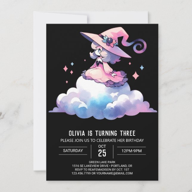 Fantasy Dreamy Wizard Birthday Invitation (Front)