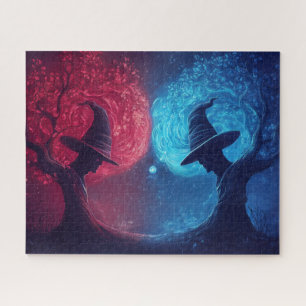 Fantasy Duel of Glowing Wizard Hats Jigsaw Puzzle