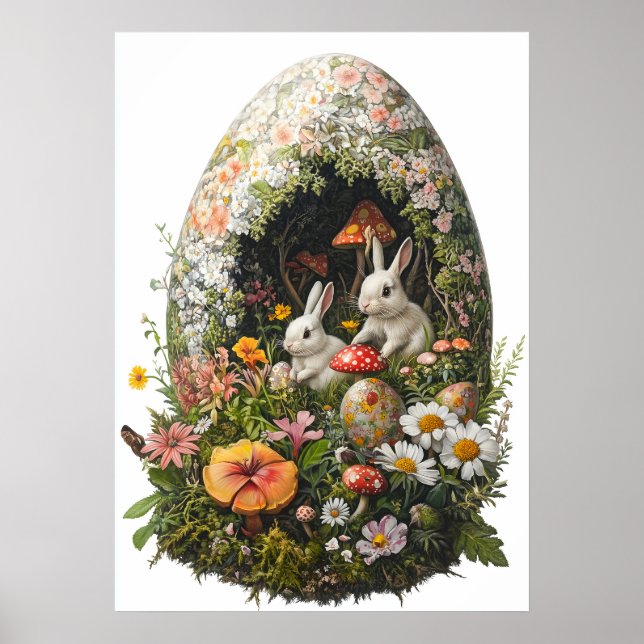 Fantasy Easter Egg Forest Bunny Poster (Front)