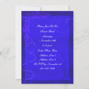 Fantasy Electric Blue Swirl Design Party Invitation