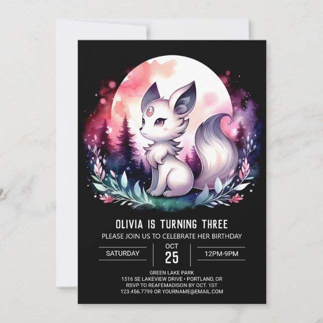 Fantasy Elegant Wolf Birthday Invitation (Front)