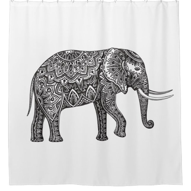 Fantasy Elephant Doodle Shower Curtain (Front)