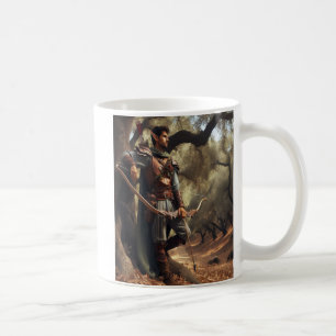 Fantasy Elf Archer Resting in Enchanted Oak Forest Coffee Mug
