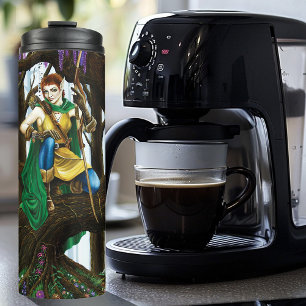 Fantasy Elf Archer Vizsla Dog Enchanted Forest Thermal Tumbler