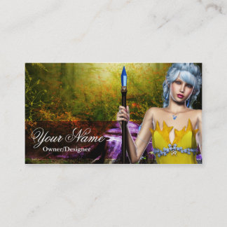Fantasy Elf in the Woods Business Cards design 4