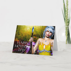 Fantasy Elf with Crystal Staff Mother's Day Card