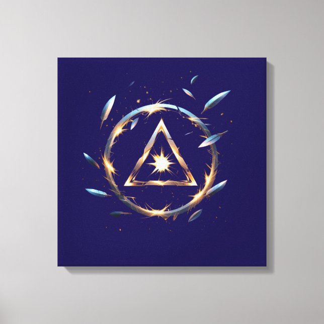 Fantasy Emblem with Floating Blades – Magical Ener Canvas Print (Front)