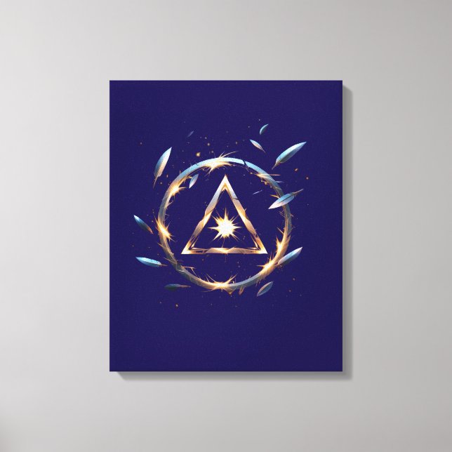 Fantasy Emblem with Floating Blades – Magical Ener Canvas Print (Front)