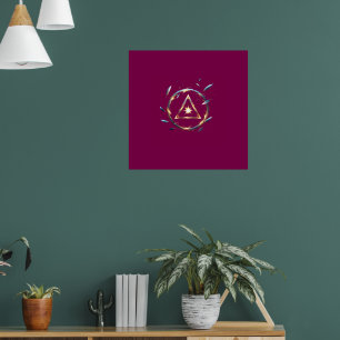 Fantasy Emblem with Floating Blades – Magical Ener Poster