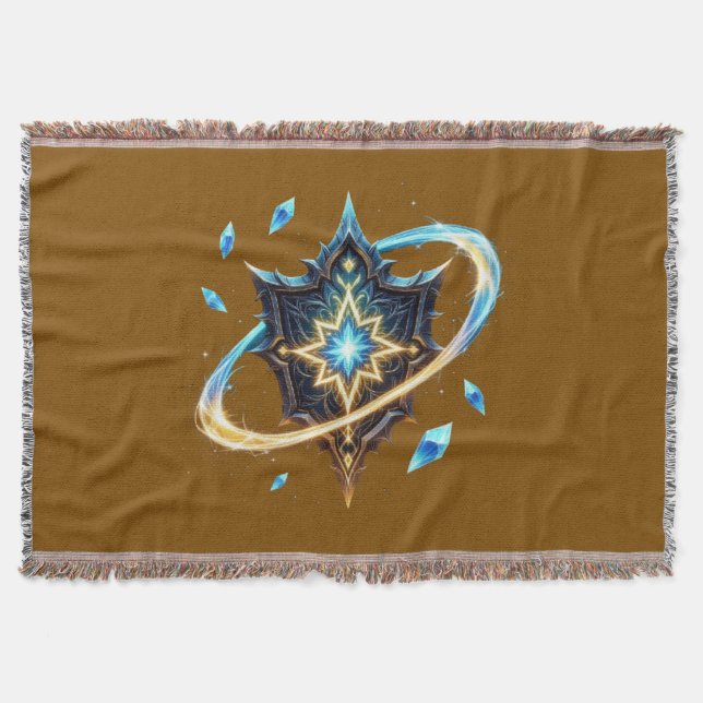 Fantasy Emblem with Floating Blades – Magical Ener Throw Blanket (Front)