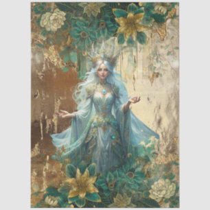 Fantasy Emerald Forest Queen Decoupage Tissue Paper