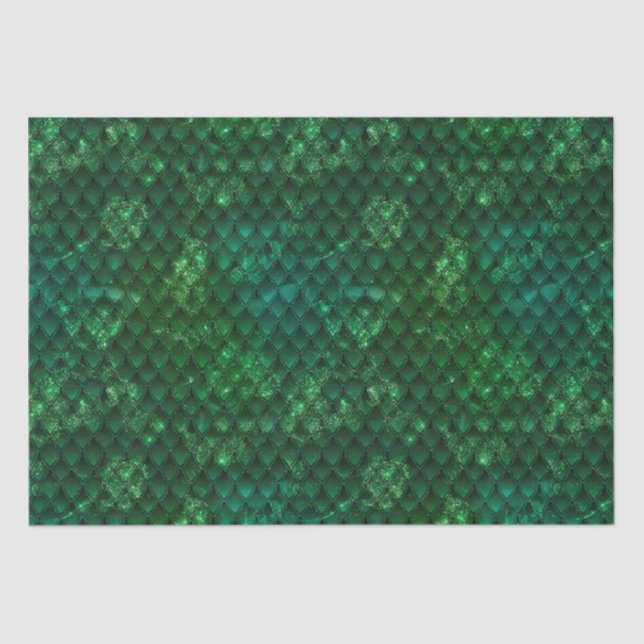 Fantasy Emerald Green Dragon Scale Tissue Paper (Front)