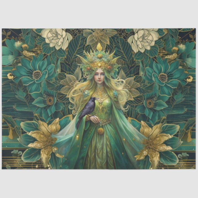 Fantasy Emerald Queens of the Forest Decoupage Tissue Paper (Front)